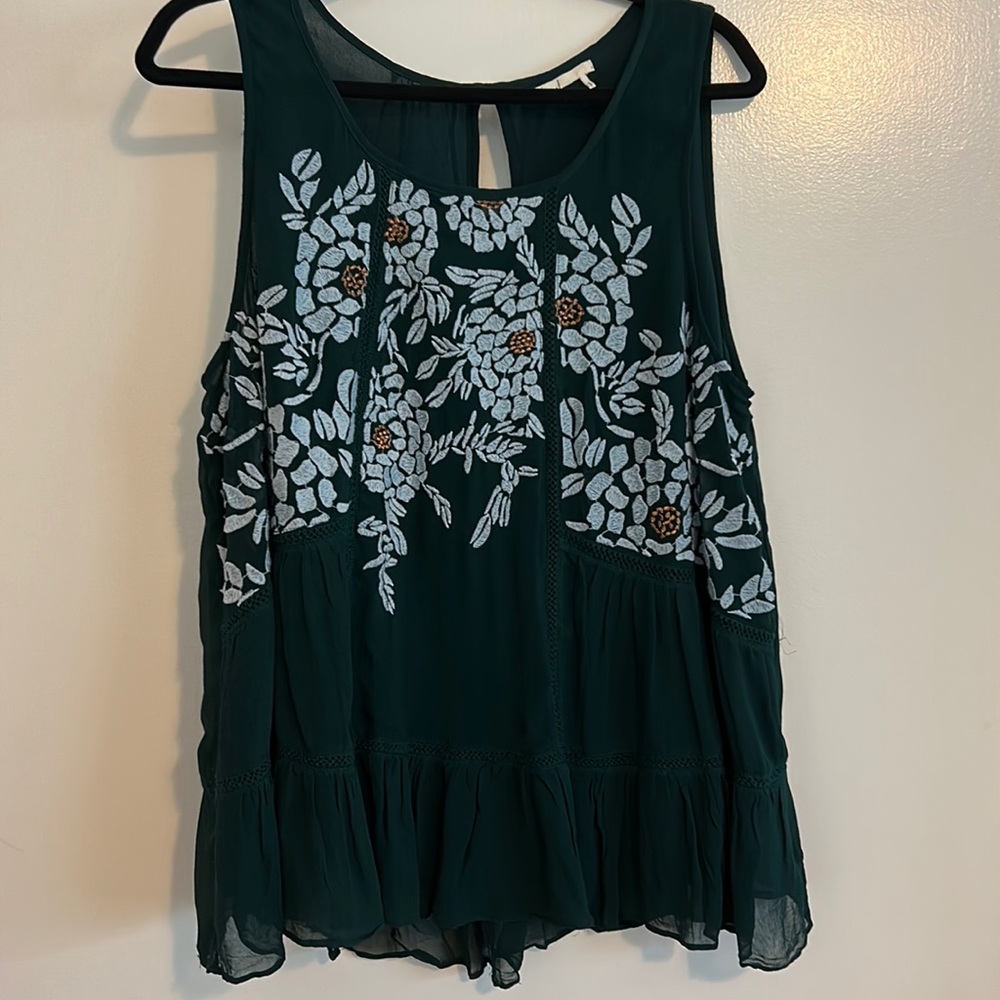 Anthropologie Floreat Roselle embroidered tank